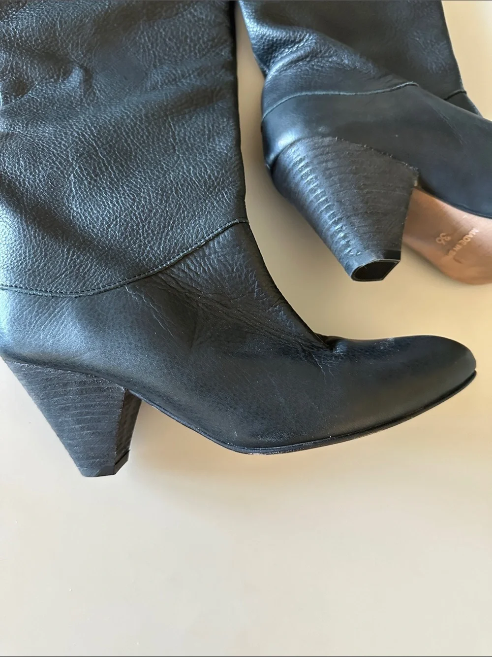 Free People black leather Slouch Over-the-Knee Boots